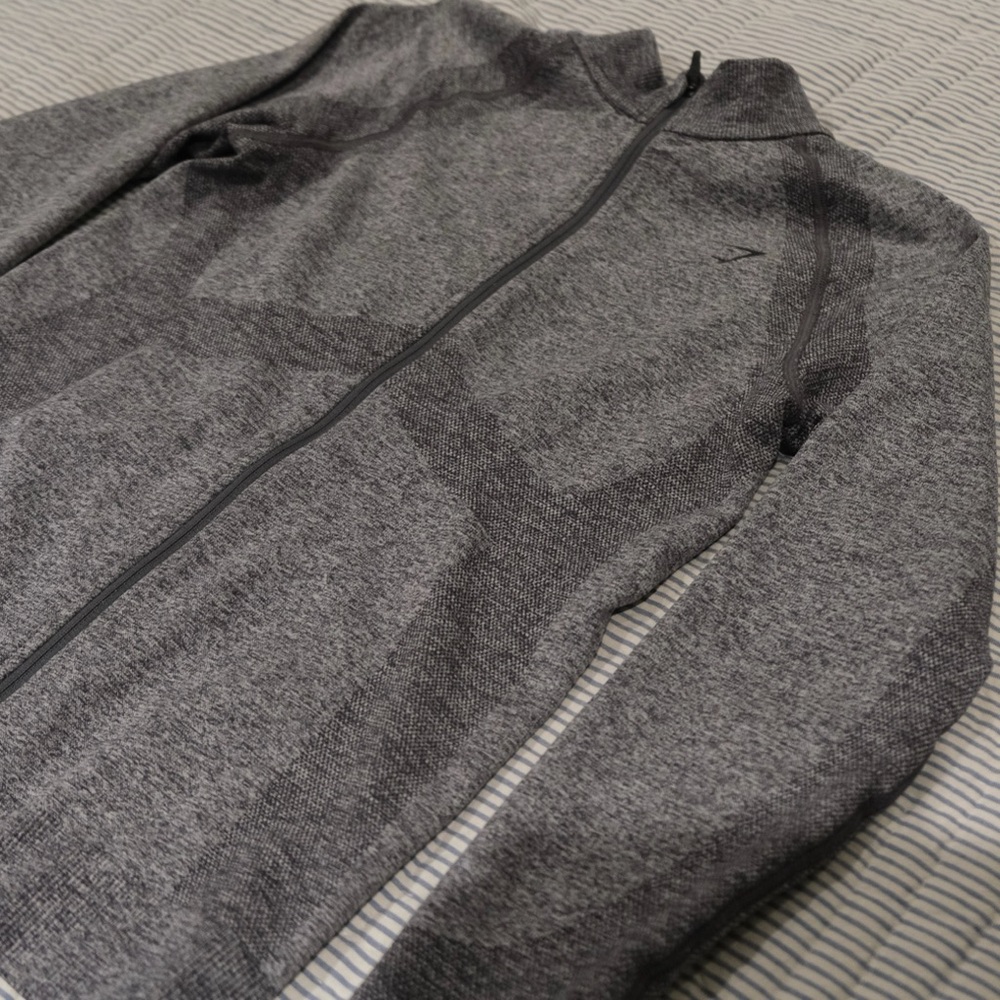 Gymshark Seamless Full-Zip Running Jacket – Heather Grey (M)